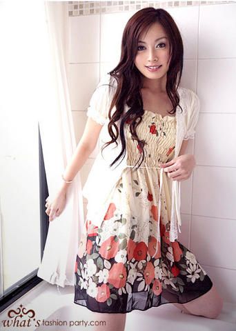 Vestido Chiffon - estampa floral - Vermelho