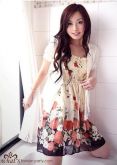 Vestido Chiffon - estampa floral - Vermelho